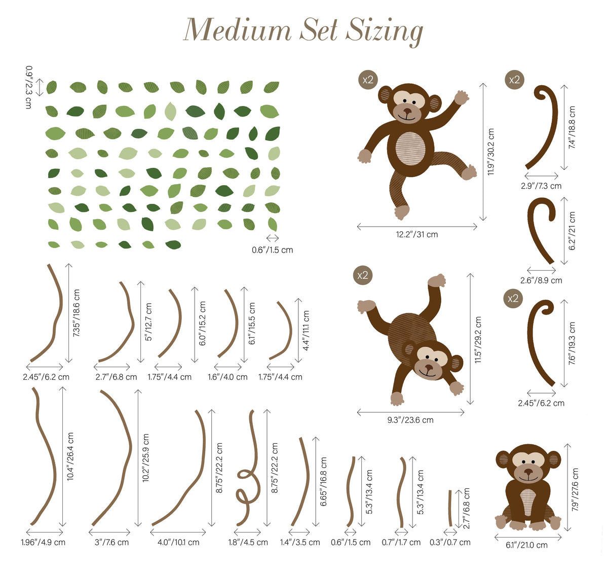 Extra Monkeys, Vines &amp; Leaves -  Repositionable Wall Decals Add-on Set