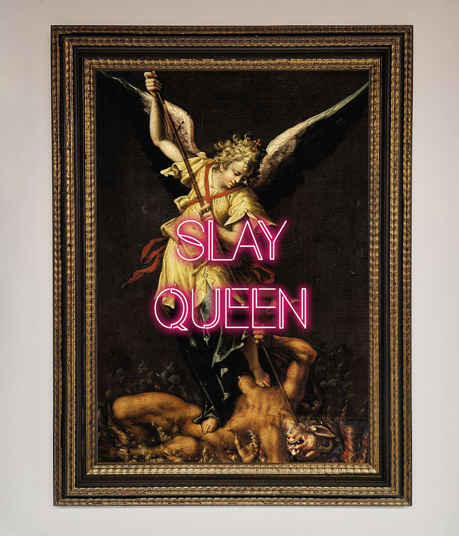 Luxury Slay Queen Altered Art Framed Print, Premium Stylish Wall Decor by Zestio at brixbailey.com