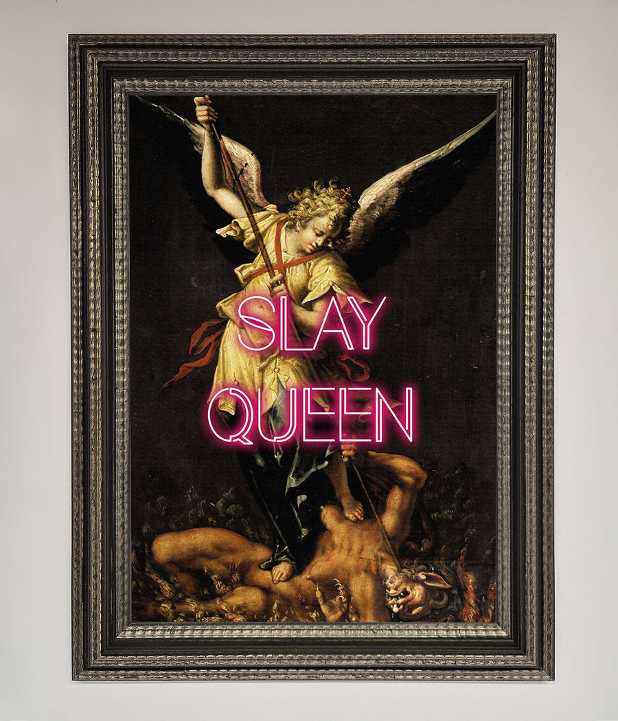 Luxury Slay Queen Altered Art Framed Print, Premium Wall Decor, Stylish Home Art by Zestio at brixbailey.com
