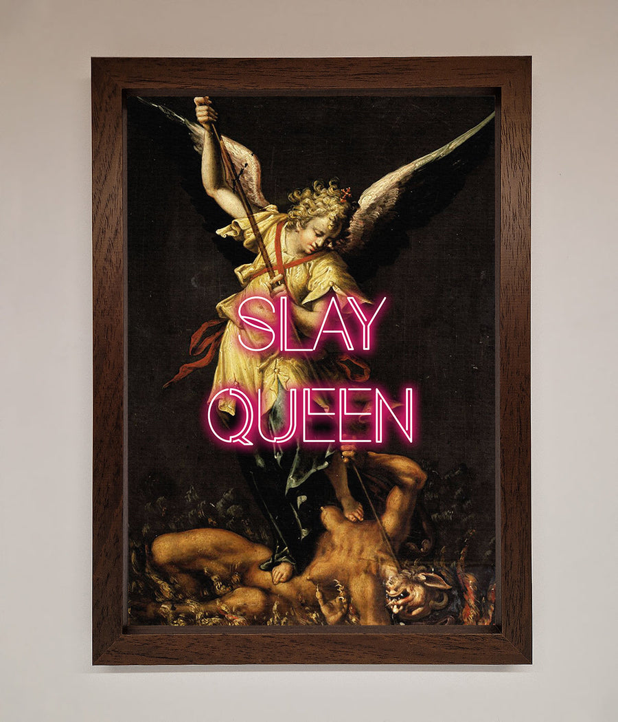Luxury Slay Queen Altered Art Framed Print, premium stylish wall decor by Zestio at brixbailey.com