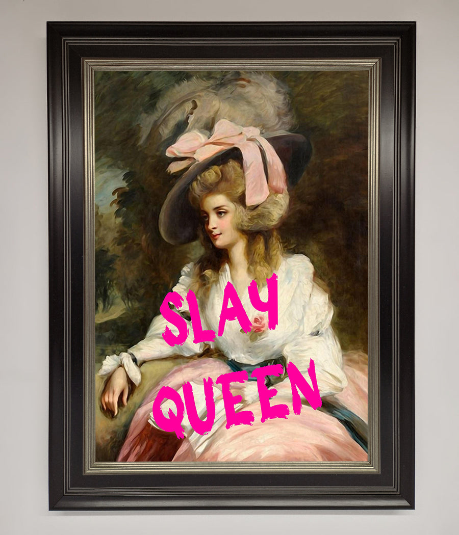 Slay Queen Framed Poster, luxury stylish artwork, premium empowerment decor, trending best-selling wall art, handcrafted elegant frames by Zestio at brixbailey.com