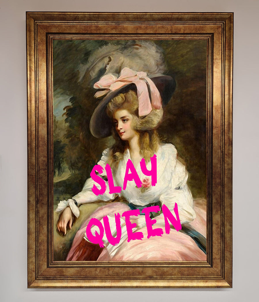 Slay Queen Framed Poster, luxury stylish empowerment artwork, best-selling trendy wall decor, premium framed print by Zestio at brixbailey.com