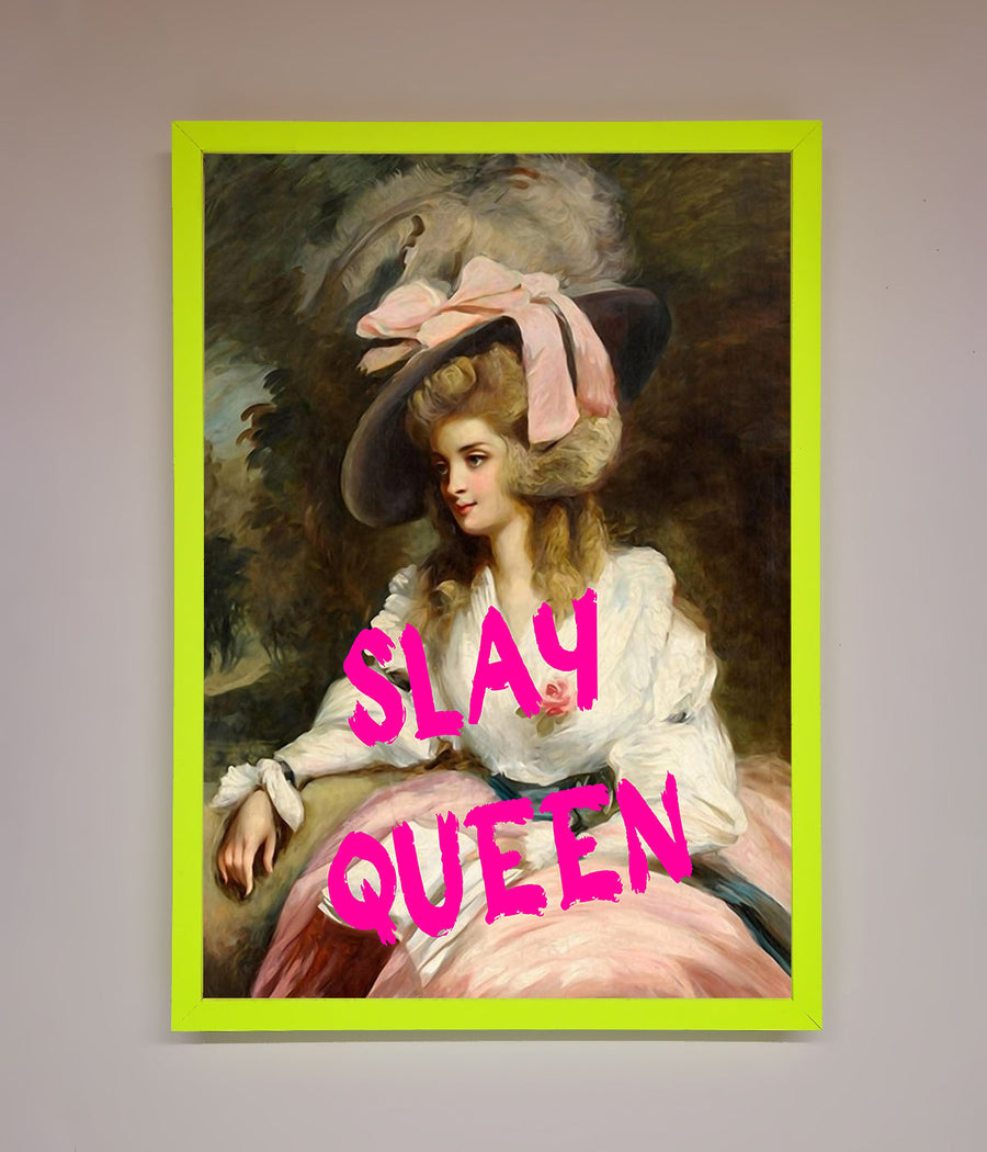 Slay Queen Framed Poster, luxury stylish empowerment art, premium framed wall decor, trending best-selling home artwork by Zestio at brixbailey.com