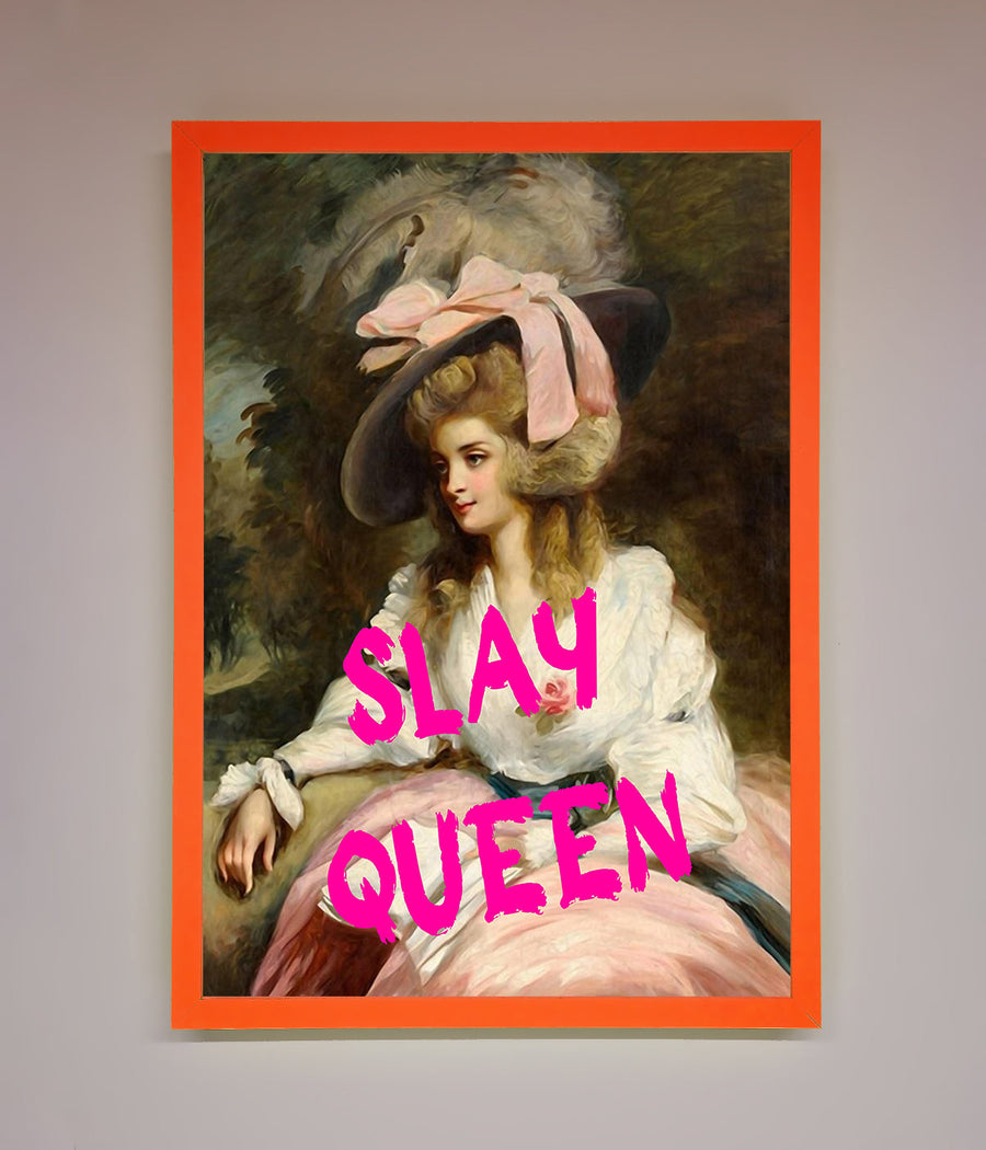 Slay Queen Framed Poster, luxury stylish empowerment art, premium elegant framed wall decor, best-selling trending artwork by Zestio at brixbailey.com