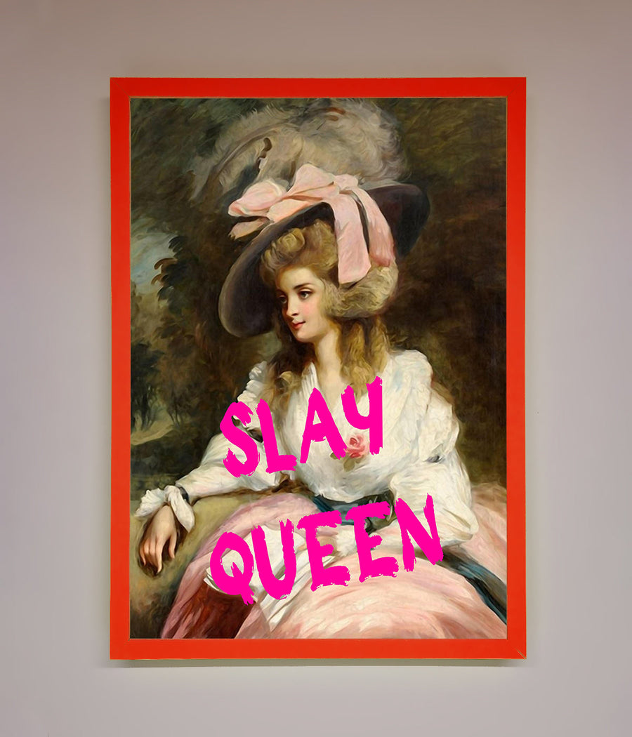Slay Queen Framed Poster, luxury stylish empowerment artwork, premium elegant framed wall decor, best-selling trending home decor by Zestio at brixbailey.com