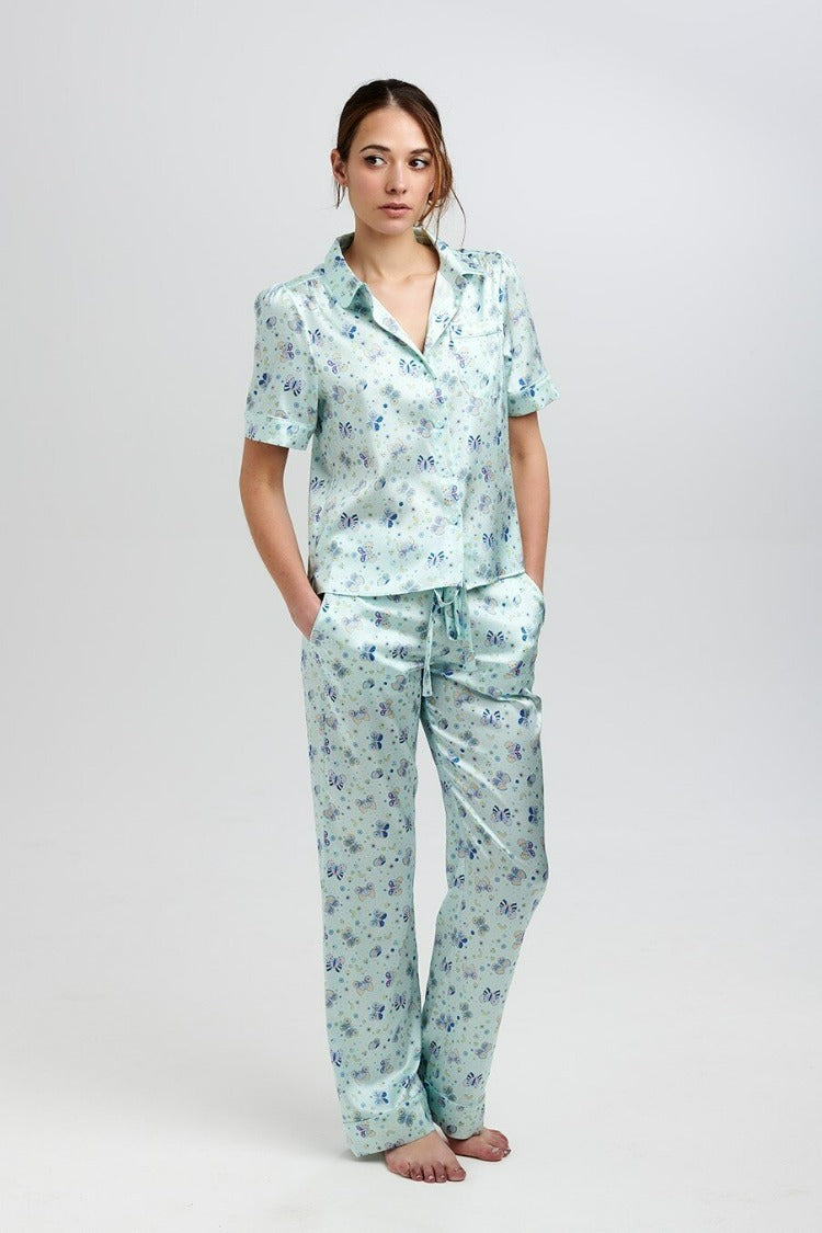 Poppy Glacier Butterfly Silk Trouser