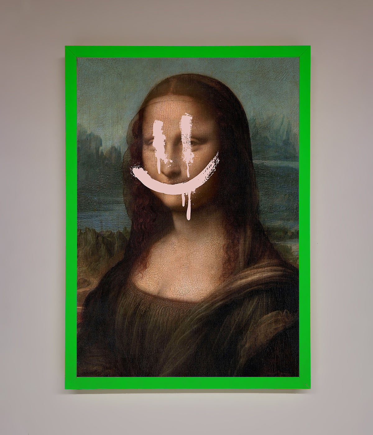 Luxury Smiley Mona Framed Poster, classic art with modern whimsy, stylish home decor in multiple sizes and frame options by Zestio at brixbailey.com