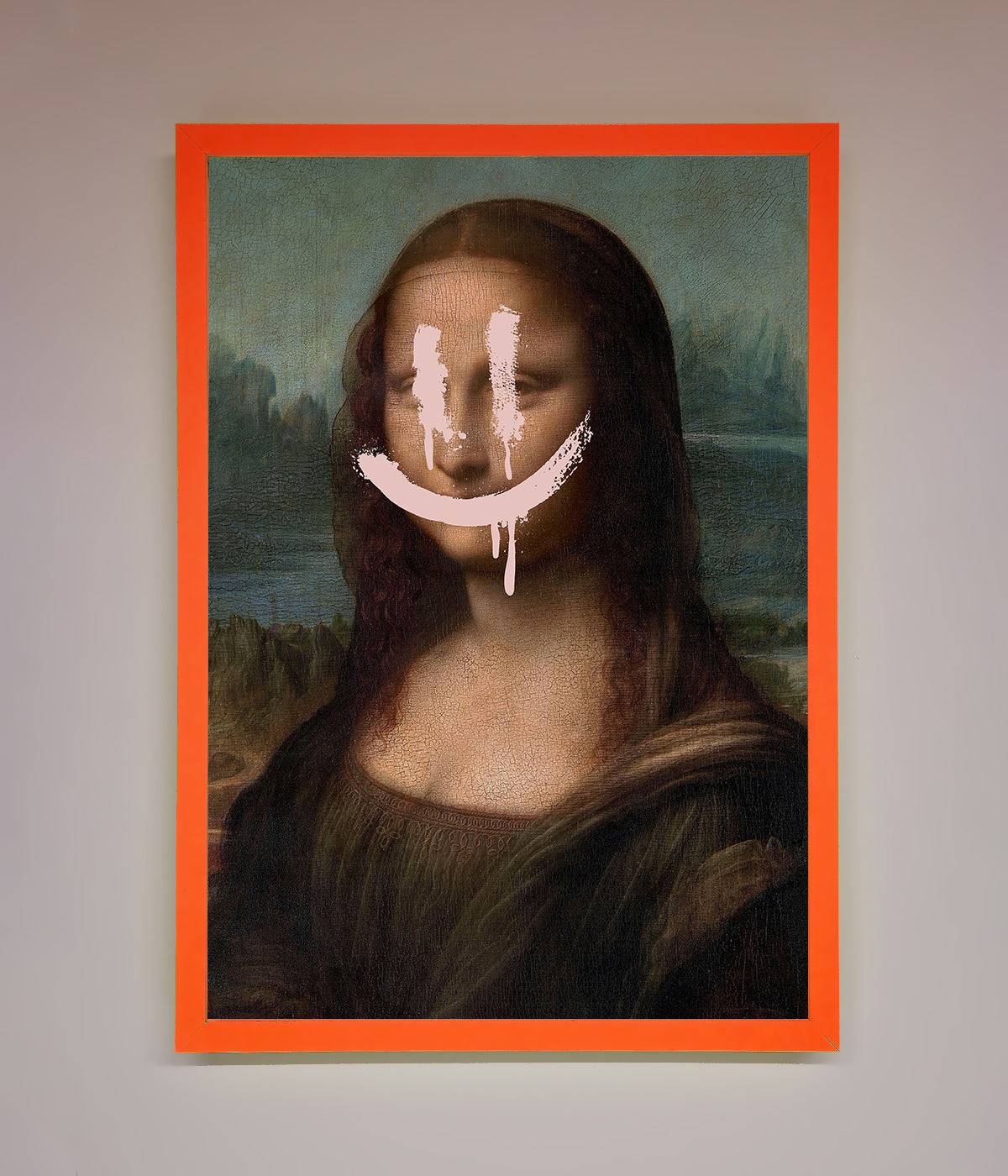 Luxury Smiley Mona Framed Poster, premium classic art with modern whimsy, stylish home decor, trending best-selling wall art by Zestio at brixbailey.com