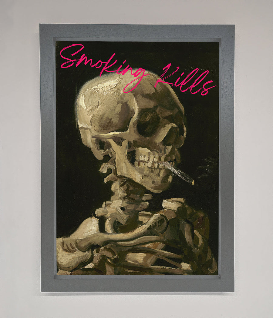 Smoking Kills framed wall art, premium modern statement piece for home or office, luxury bold decor in various sizes by Zestio at brixbailey.com