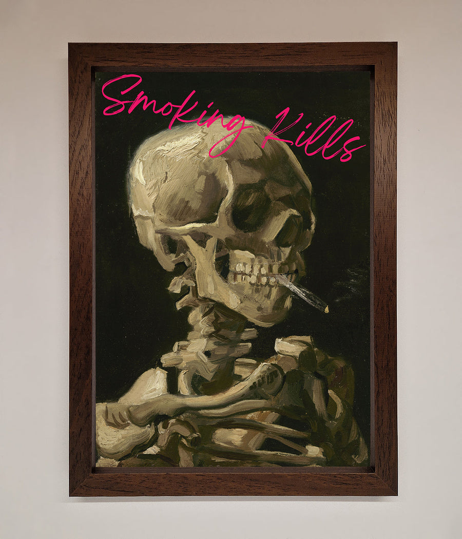 Smoking Kills Framed Wall Art, premium modern statement piece for home or office decor by Zestio at brixbailey.com