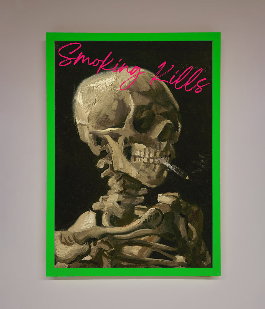 Smoking Kills framed wall art, premium modern statement piece for home or office, luxury bold message decor, stylish high-quality framed artwork by Zestio at brixbailey.com