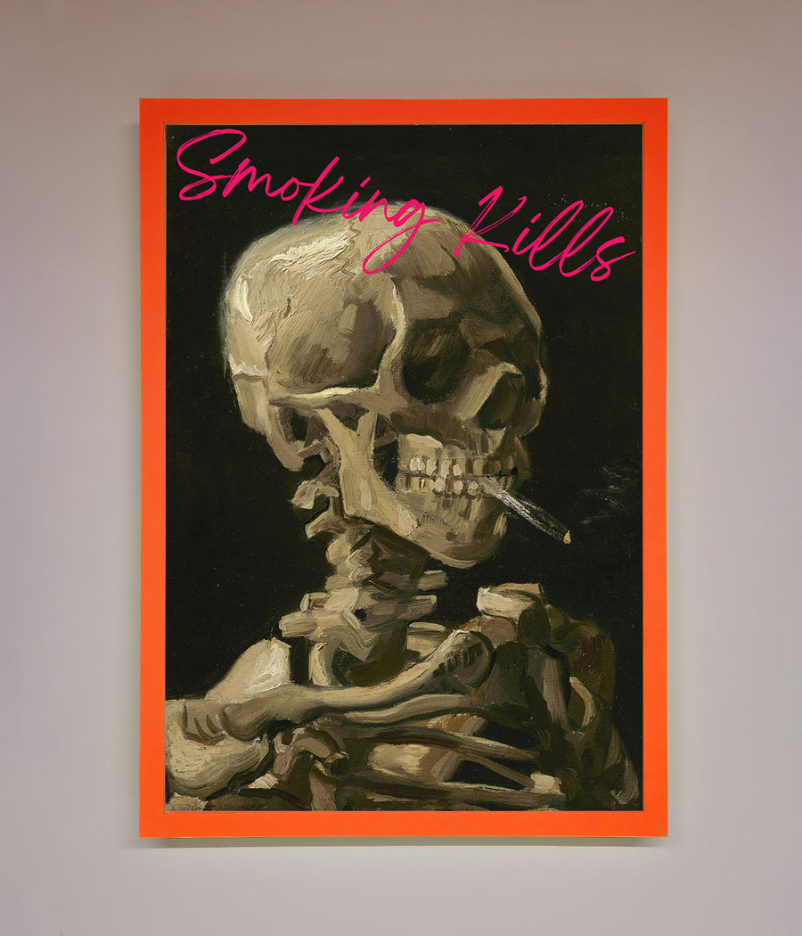 Smoking Kills framed wall art, premium modern statement piece for home or office decor by Zestio at brixbailey.com