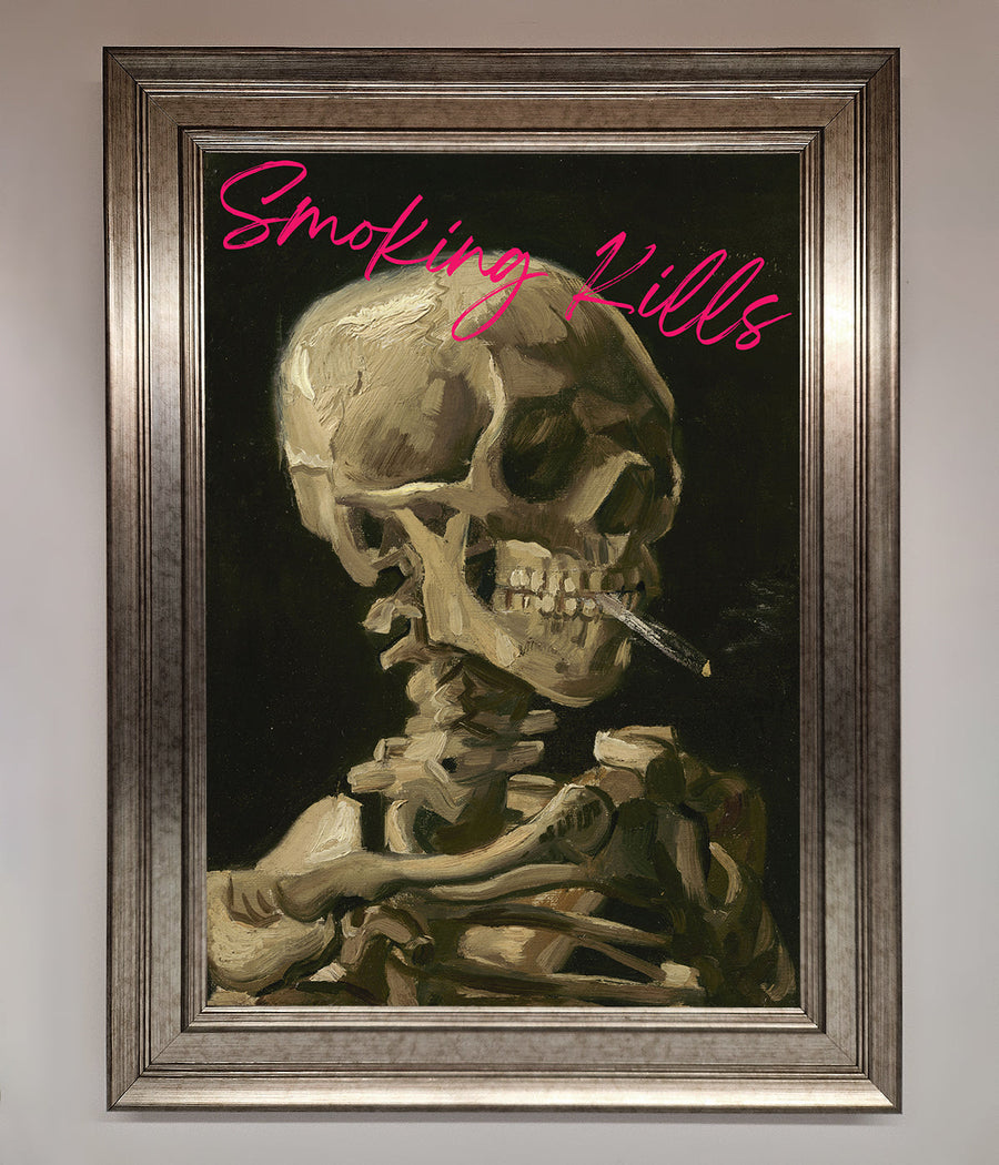 Smoking Kills framed wall art, premium modern statement piece for home or office, luxury bold message decor, stylish high-quality framed artwork by Zestio at brixbailey.com