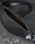 Sigrid Smooth Black Leather Waist Bag | Smooth Black Leather Fanny Pack