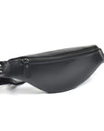 Sigrid Smooth Black Leather Waist Bag | Smooth Black Leather Fanny Pack