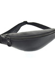 Sigrid Smooth Black Leather Waist Bag | Smooth Black Leather Fanny Pack