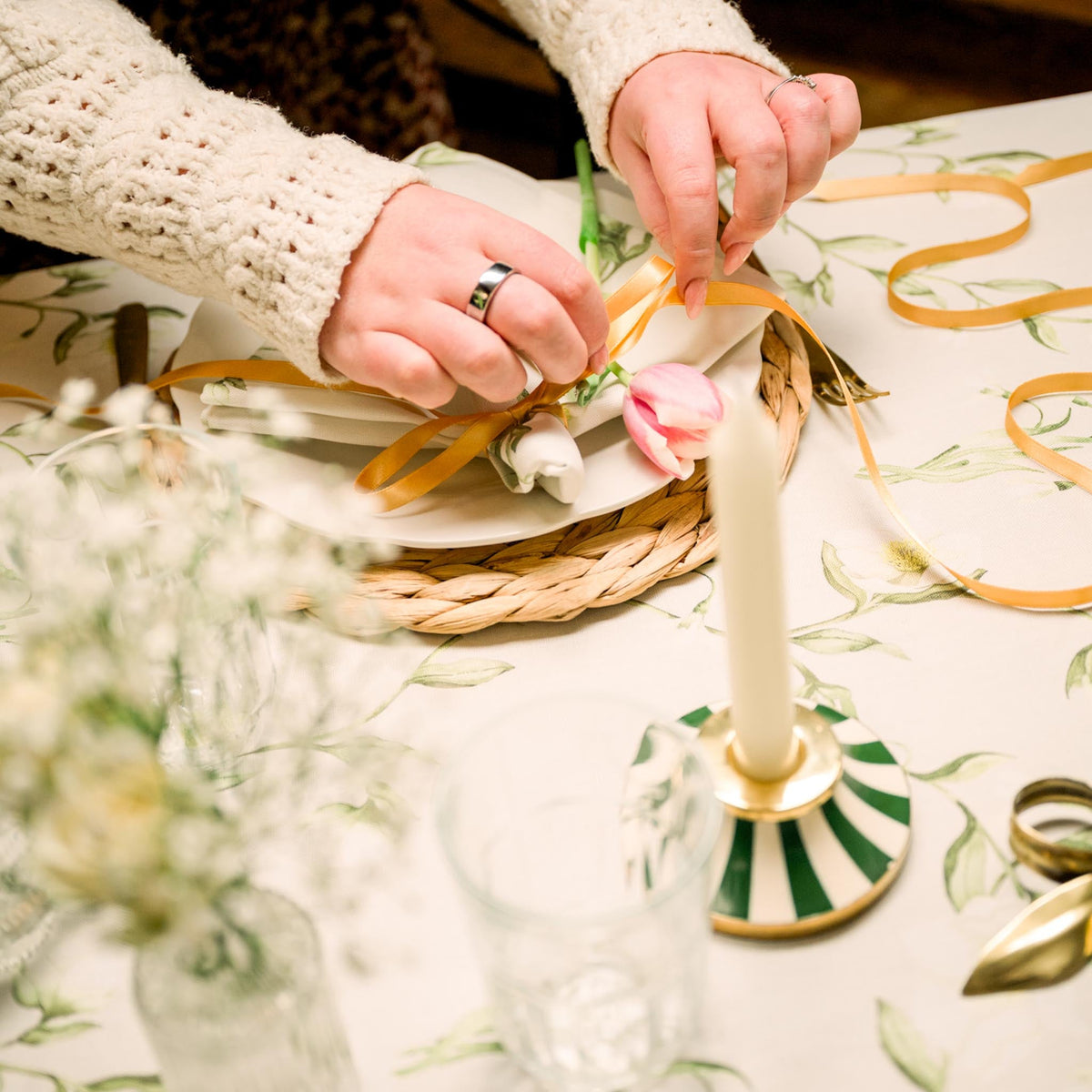 Snowdrop and Hellebore Tablecloth