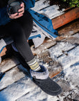 Ossa High Slipper Boot in Navy and Grey