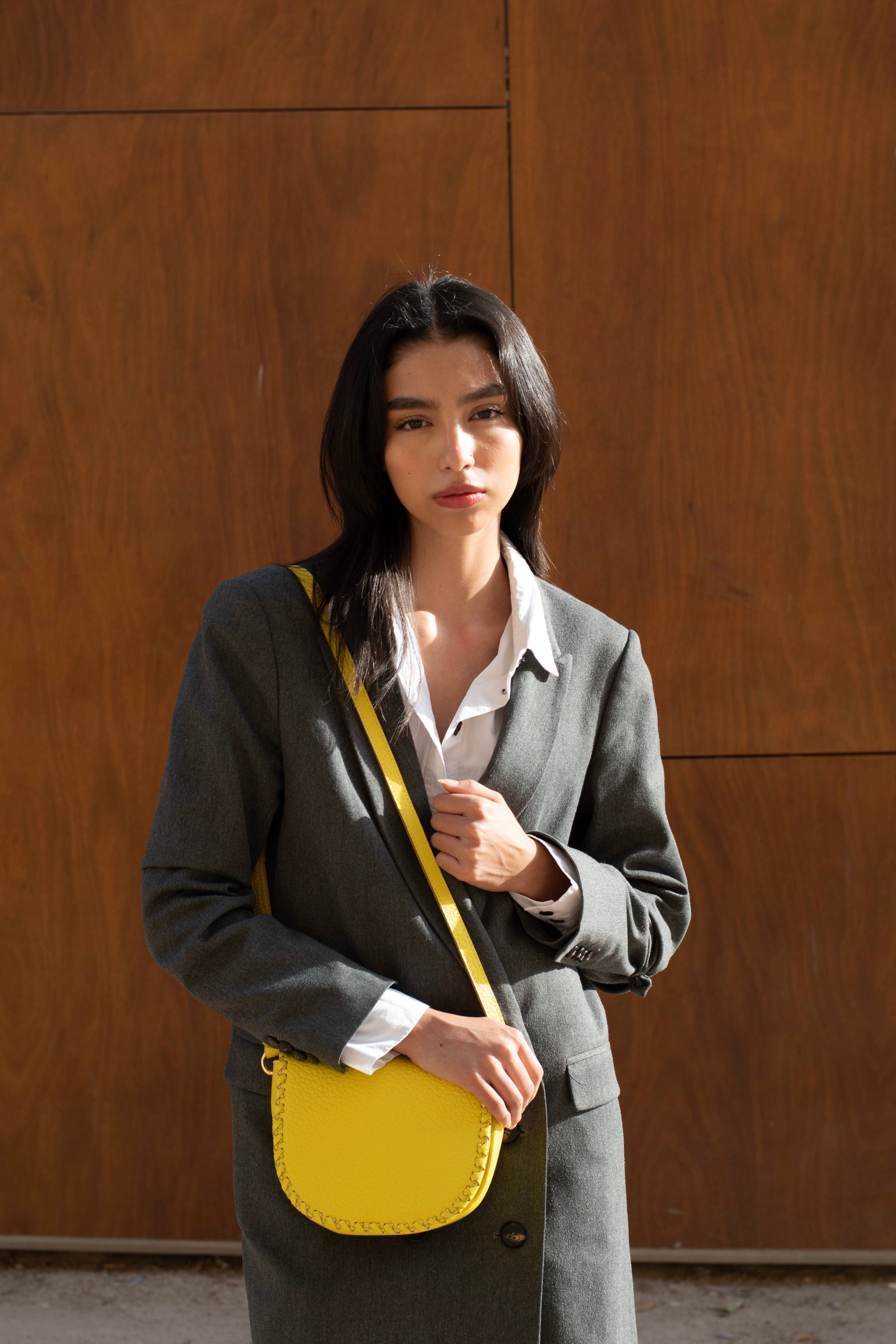 Handmade Recycled Genuine Leather Tote Bag - 15cm Tall, 19cm Wide, Adjustable Handle - Eco-Friendly &amp; Durable by Sook Stainable at brixbailey.com
