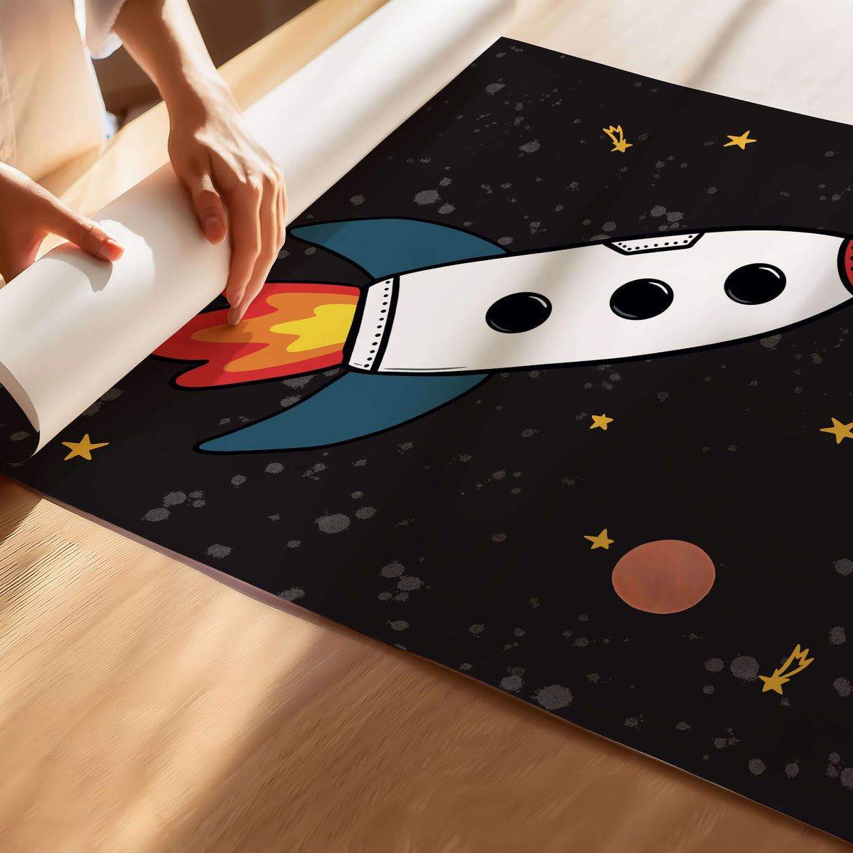 Space Rocket 2 print - black background