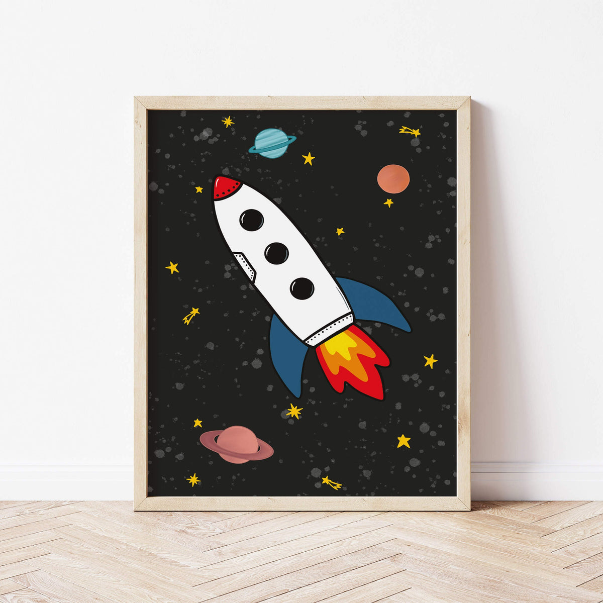 Space Rocket 2 print - black background