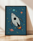 Space Rocket 1 print - blue background