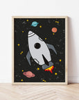 Space Rocket 1 print - black background