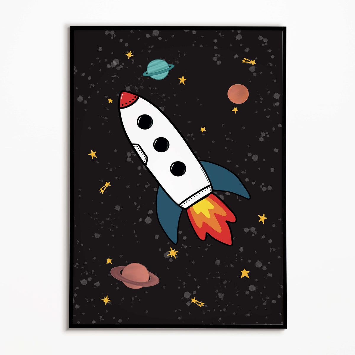 Space Rocket 2 print - black background