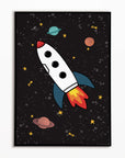 Space Rocket 2 print - black background