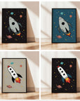Space Rocket 2 print - blue background
