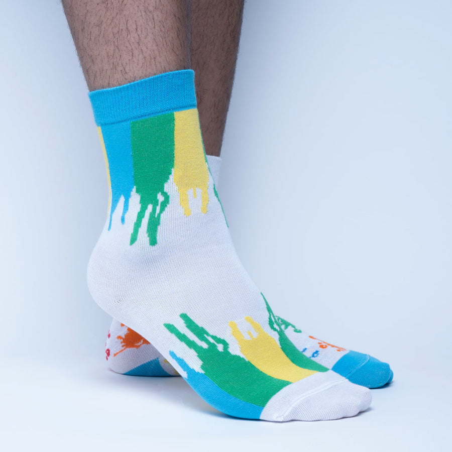 Colorful mismatched socks, happy personality splash of colors, premium cotton blend, EU 36-41 UK 4-8, trending handcrafted design by Body and I at brixbailey.com