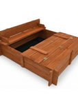 96cm Square Wooden Sandpit with Integrated Folding Lid