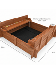 96cm Square Wooden Sandpit with Integrated Folding Lid