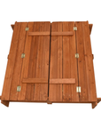 96cm Square Wooden Sandpit with Integrated Folding Lid