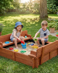 96cm Square Wooden Sandpit with Integrated Folding Lid
