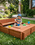 96cm Square Wooden Sandpit with Integrated Folding Lid