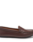 Women's Penny Driving Loafers Full Rubber Sole, brown leather