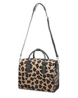 NEW Leopard Print Hair on Hide Leather Top Handle Bag