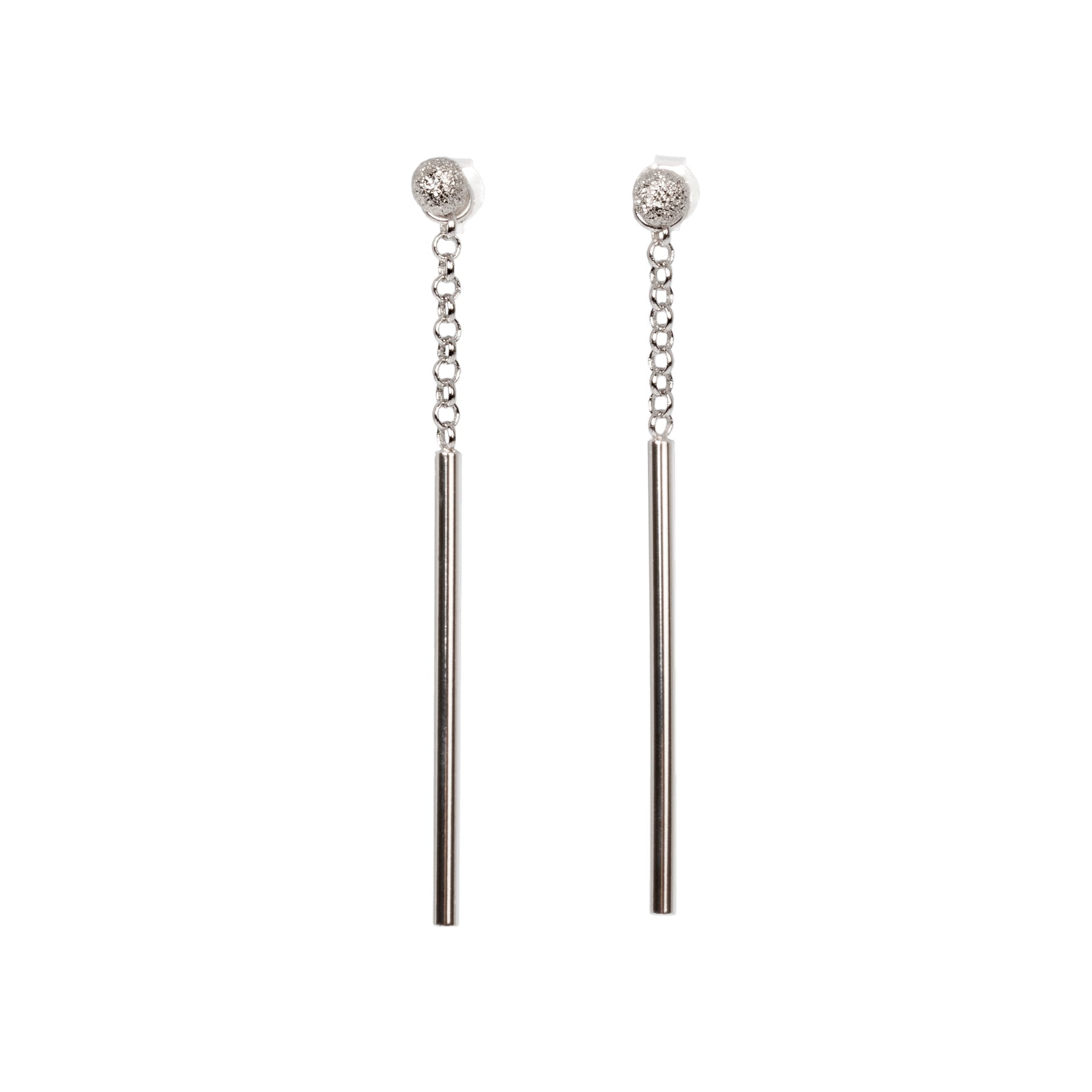 MyaMoon Silver Long Drop Earrings – Customizable &amp; Timeless by MyaMoon at www.brixbailey.com