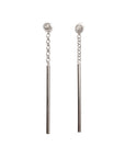 MyaMoon Silver Long Drop Earrings – Customizable & Timeless by MyaMoon at www.brixbailey.com