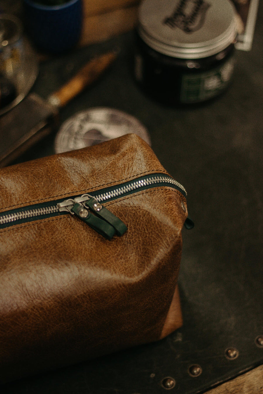 Leather Travel Accessory Bag - Sustainable & Customizable