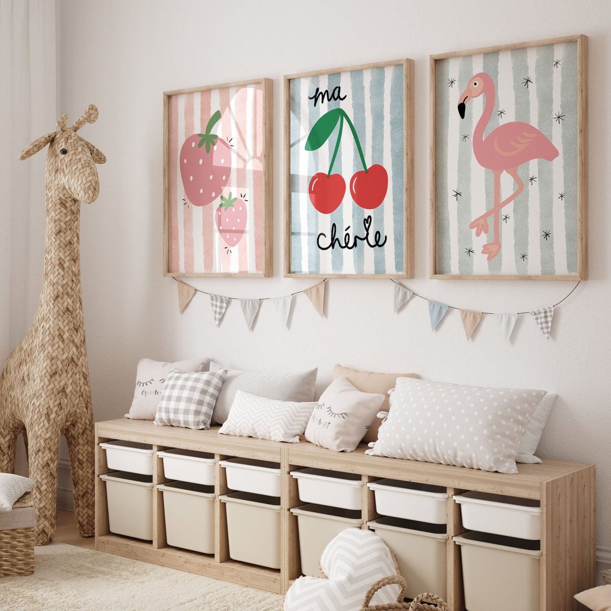 Strawberries kids wall art print