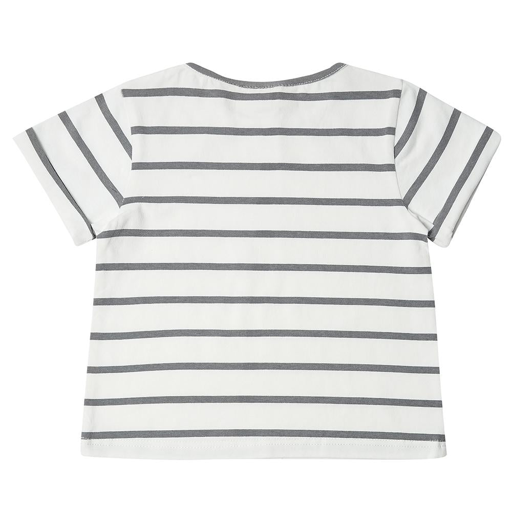 Grey Breton Stripe Summer T-Shirt