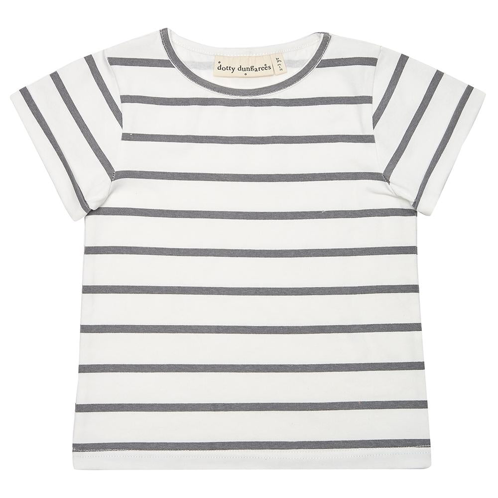 Grey Breton Stripe Summer T-Shirt
