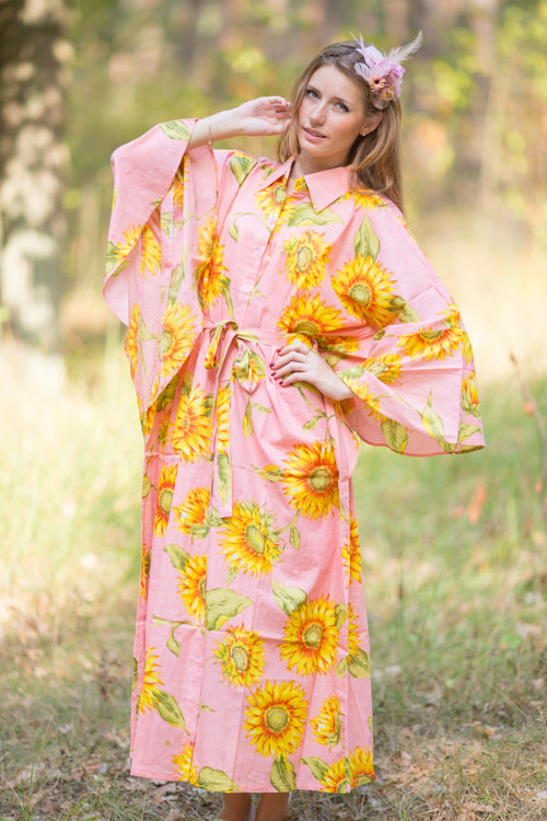 Pink Oriental Delight Style Caftan in Sunflower Sweet Pattern-1