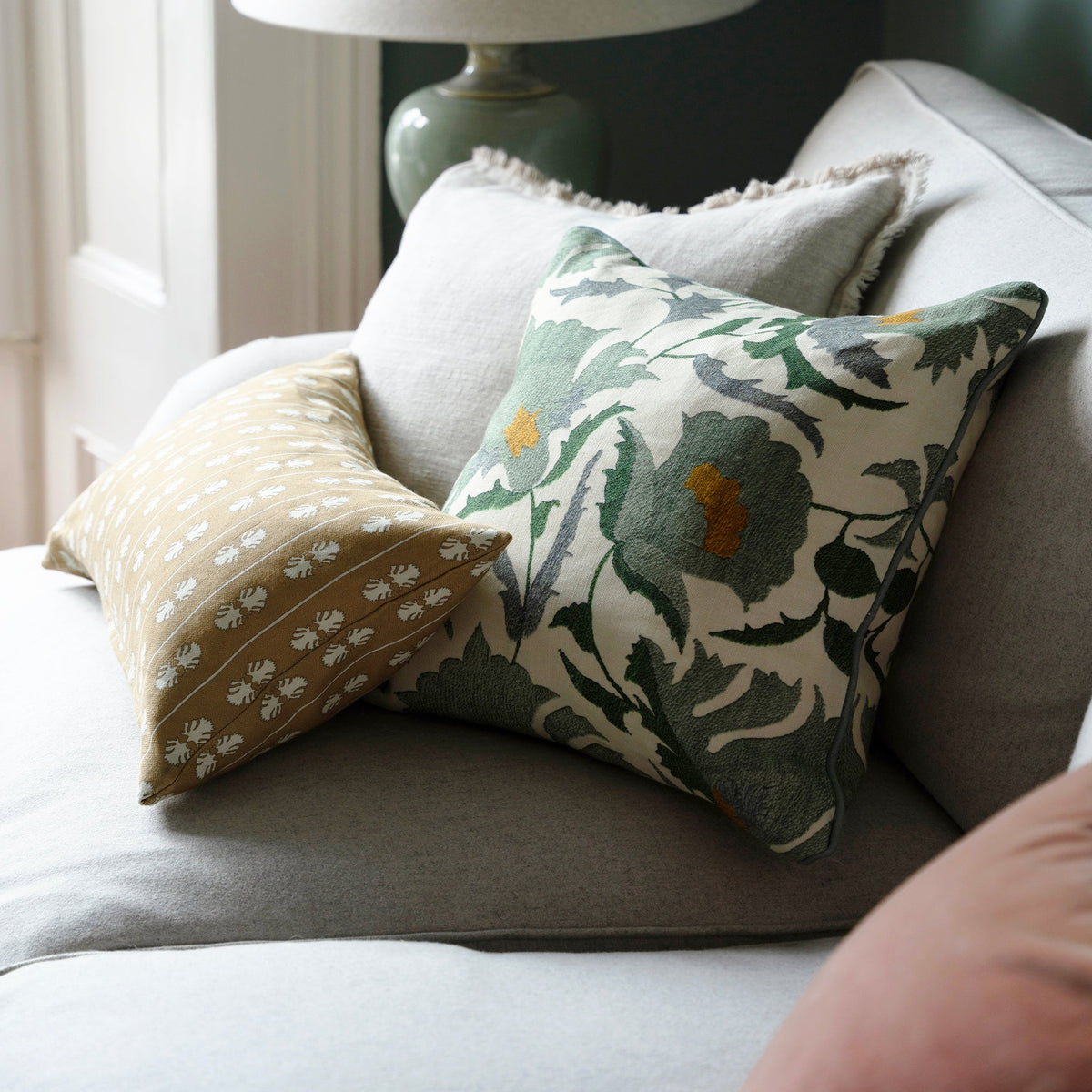 Suzani Square Cushion - Blue Green