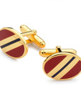 Red and Navy Stripe Enamel Cufflinks