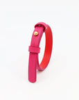 Leather Bracelet With a Brass Fastener in Fuchsia