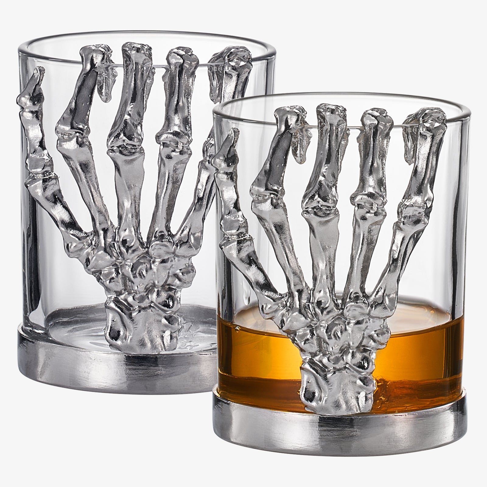 Skeleton Whiskey Glass Tumbler | Set of 2 | 10oz Glasses 4.3" H, Goth Gifts, Skeleton Gifts, Skeleton Decor, Spooky Wine Gift Set, Perfect for Themed Parties-0