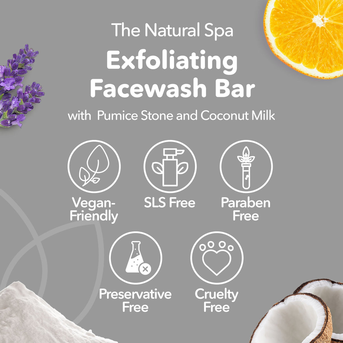 Exfoliating Face Wash Bar | Patchouli, Clary Sage &amp; Sweet Orange | Natural Facial Cleanser with Gentle Scrub | Vegan, Plastic-Free Skincare